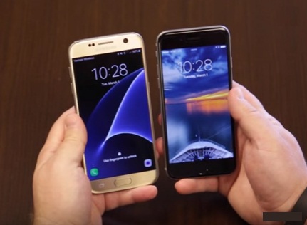 Iphone 6 next to Samsung Galaxy S 7