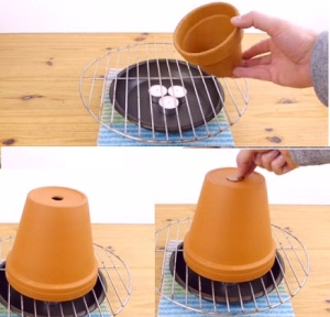 Make a room heater using candles terracotta plant pots