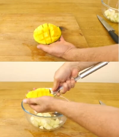 Prepare mango for fruit salad 2017